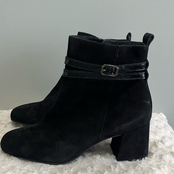Paul Green Sydney black suede belted‎ detail bootie NEW US 10 - Picture 3 of 7
